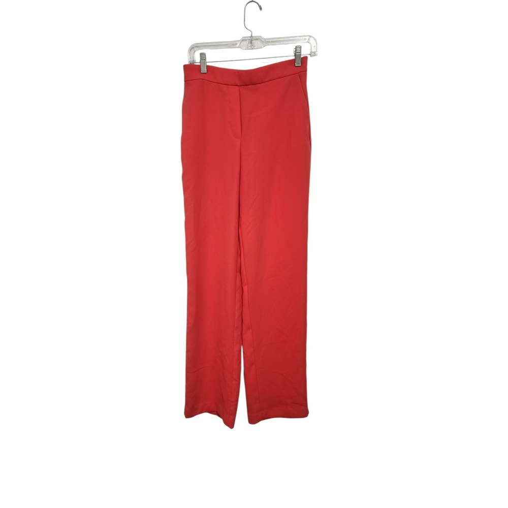 MNG Women Coral Orange Wide Leg High Waist Elastic‎ Waist Pants Size 6